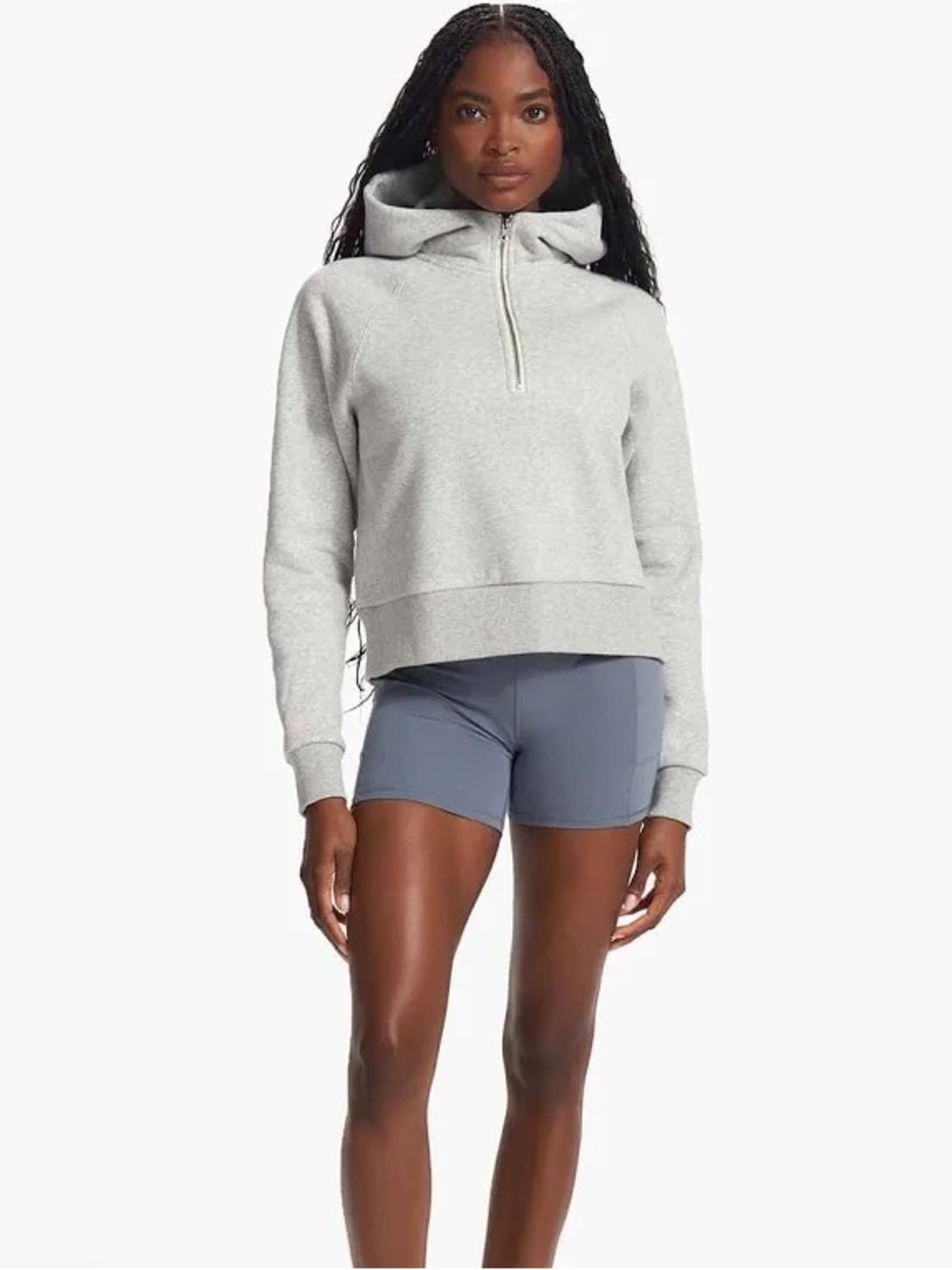 Vuori Light Gray Half-Zip Hooded Sweatshirt